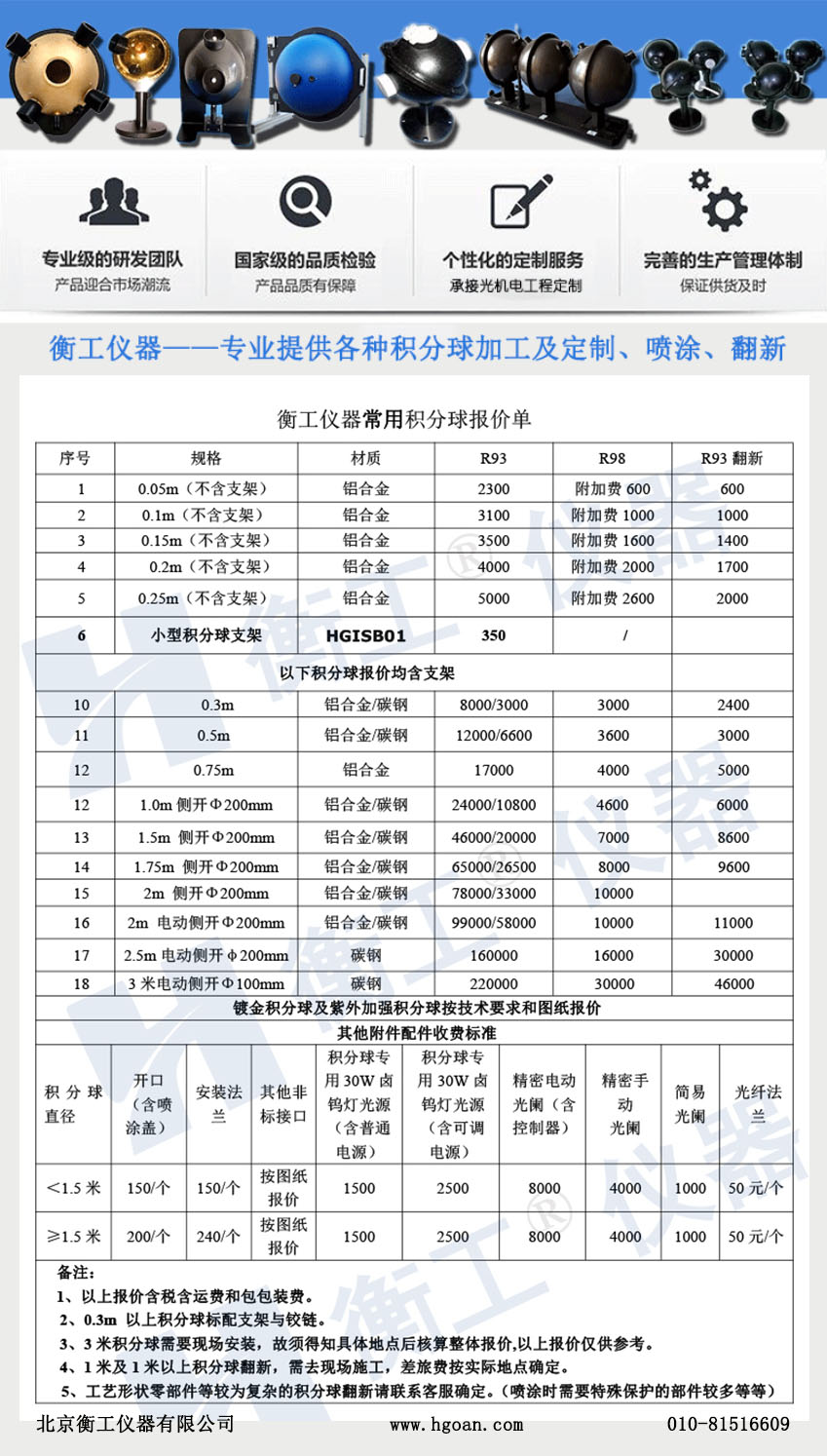 衡工儀器：選購積分球需要注意哪些事項(xiàng)？
